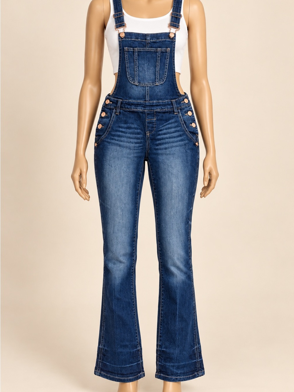 LEI Juniors Small Denim Overalls Dark Wash Stretch Bootcut Bib Jeans